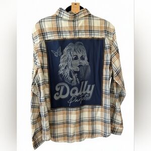 Dolly Parton New Flannel Upcycled Plaid Shirt Hand Crafted